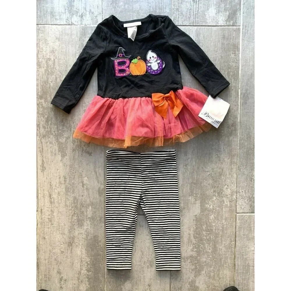 Bonnie Baby Girls Halloween Boo Outfit Set NEW Boutique Designer Cute 12 M